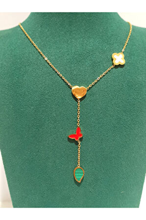 Monalisa Home Gold Renk Lüks Figürlü Gösterişli Y Kolye