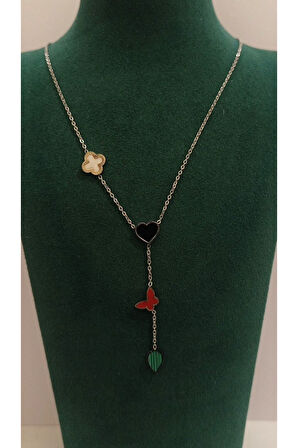 Monalisa Home Gümüş Renk Lüks Figürlü Gösterişli Y Kolye