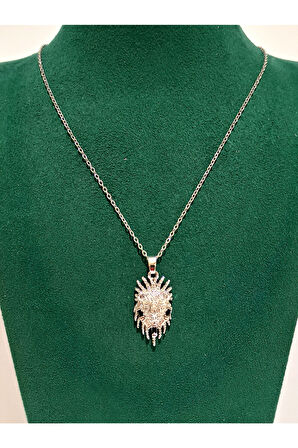 Monalisa Home Gümüş  Renk Lüks Figürlü Gösterişli Kolye