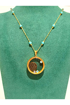 Monalisa Home Gold  Renk Lüks Figürlü Gösterişli Kolye