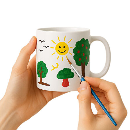 Kupa Bardak Boyama Seti – Kendin Tasarla Hediye Kutulu Seramik Kupa ve Boya Seti