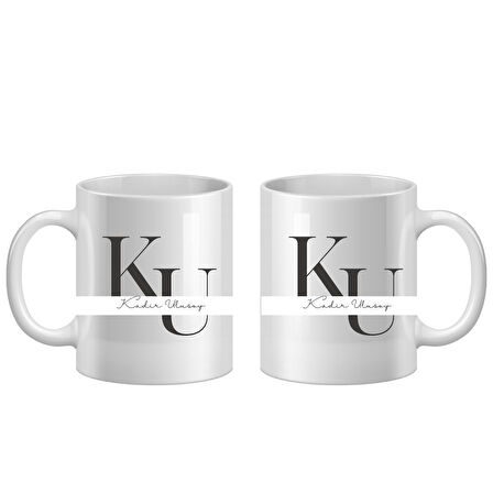 Kişiye Özel Baş Harf ve İsim Yazılı Şık Tasarım Kupa Bardak