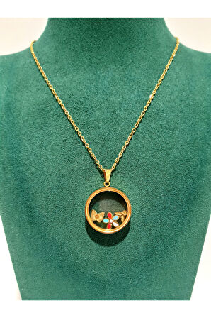 Monalisa Home Gold Renk Lüks Figürlü Gösterişli Kolye