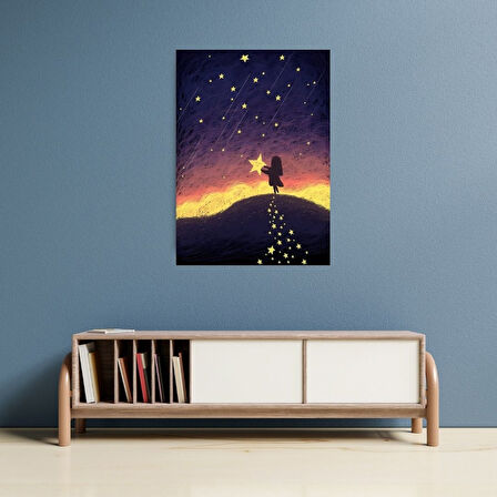 Gökyüzünden Kayan Yıldız Temalı MDF Tablo 20x28 cm