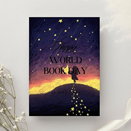 Gökyüzünden Kayan Yıldız Temalı MDF Tablo 20x28 cm