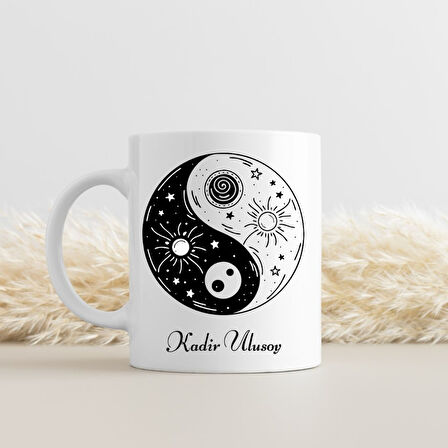 Kişiye Özel Yin Yang Tasarımlı İsimli  Kupa