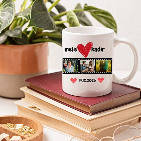 Film Şeridi Tasarımlı Kişiye Özel Fotoğraflı Kupa Bardak – Sevgililere Özel Hediyelik