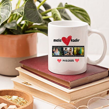 Kişiye Özel Film Şeridi Fotoğraflı Sevgili Kupası ve Gece Parlayan Lotus Kolye Hediyelik Seti