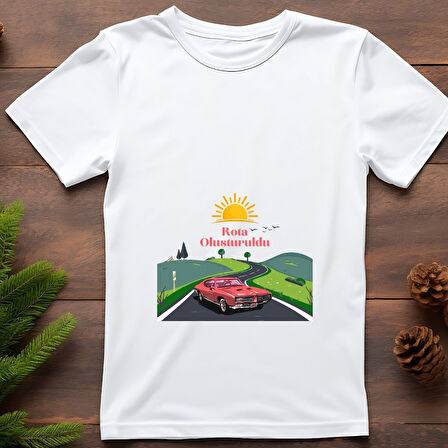 Rota Oluşturuldu Baskılı Tişört – Eğlenceli ve Mizahi Tasarım Tişört