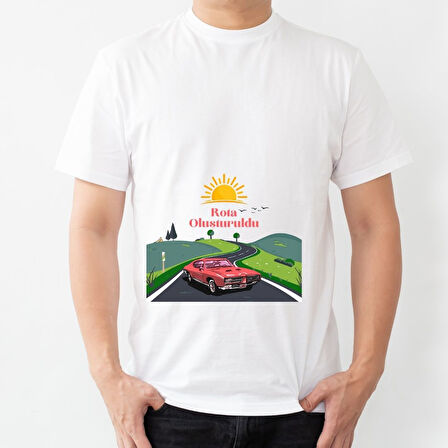Rota Oluşturuldu Baskılı Tişört – Eğlenceli ve Mizahi Tasarım Tişört