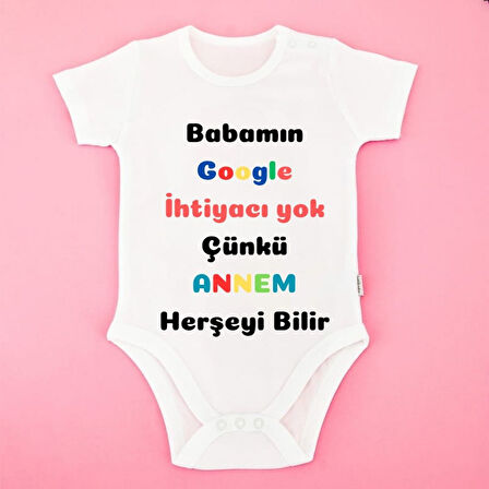 Komik Sözlü Anne Temalı Bebek Zıbını – “Babamın Google’a İhtiyacı Yok” Tasarım Body