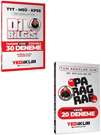 Yediiklim Tüm Adaylar için Dil Bilgisi 30 Deneme ve Paragraf 20 Deneme Tamamı Video Çözümlü Set