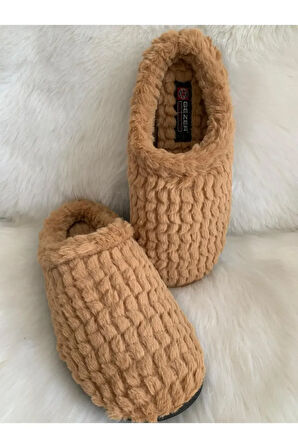 Monalisa Home Lüks Gösterişli Kışlık  Açık Kahve Renk 38 Numara Terlik