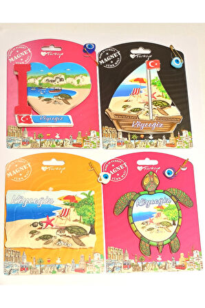 Monalisa Home 4 Adet Farklı Model Desenli Renkli Kültürel Mıknatıslı Magnet