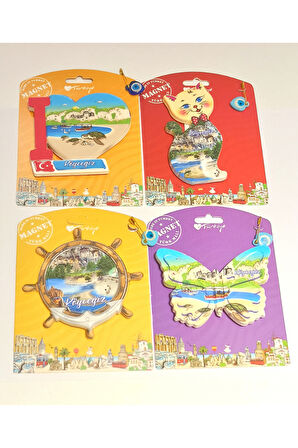 Monalisa Home 4 Adet Farklı Model Desenli Renkli Kültürel Mıknatıslı Magnet