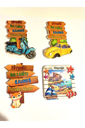 Monalisa Home 4 Adet Farklı Model Desenli Renkli Kültürel Mıknatıslı Magnet