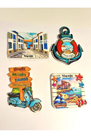 Monalisa Home 4 Adet Farklı Model Desenli Renkli Kültürel Mıknatıslı Magnet