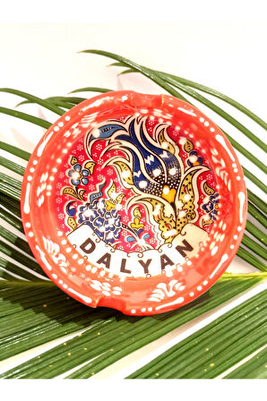 Monalisa Home Motifli El Yapımı Çini İşlemeli Kültürel Turuncu Renk Kül Tabağı