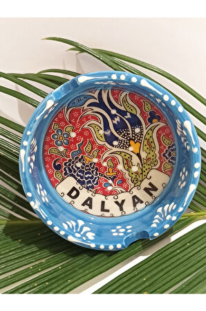 Monalisa Home Motifli El Yapımı Çini İşlemeli Kültürel Mavi Renk Kül Tabağı