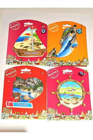 Monalisa Home 4 Adet Farklı Model Desenli Renkli Kültürel Mıknatıslı Magnet