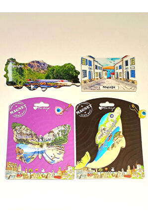 Monalisa Home 4 Adet Farklı Model Desenli Renkli Kültürel Mıknatıslı Magnet