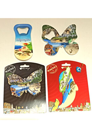 Monalisa Home 4 Adet Farklı Model Desenli Renkli Kültürel Mıknatıslı Magnet