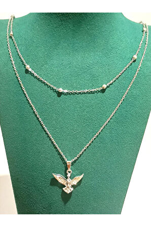 Monalisa Home Renkli Gümüş Renk Lüks Figürlü Gösterişli  Kolye