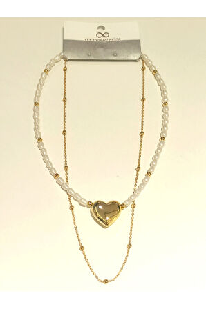 Monalisa Home Renkli Gold Renk Lüks Figürlü Gösterişli İncili  Kolye