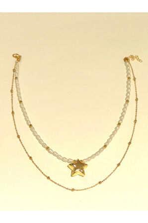 Monalisa Home Renkli Gold Renk Lüks Figürlü Gösterişli İncili  Kolye