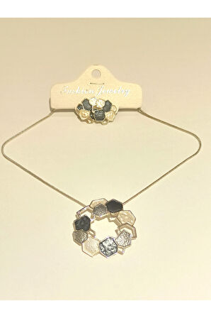 Monalisa Home Renkli  Lüks Figürlü Gösterişli Küpe Ve Kolye Takım