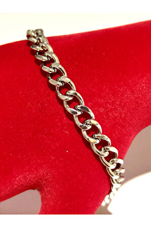 Monalisa Home Gümüş Renk  Lüks Gösterişli Zincir Erkek Bileklik