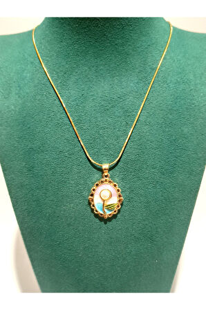 Monalisa Home Gold Renk Lüks Figürlü Gösterişli  Kolye