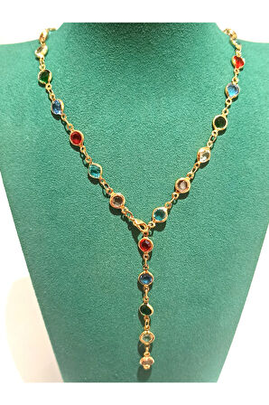 Monalisa Home  Lüks Figürlü Gösterişli Renkli Taşlı Y Kolye