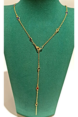 Monalisa Home  Lüks Figürlü Gösterişli Renkli Taşlı Y Kolye