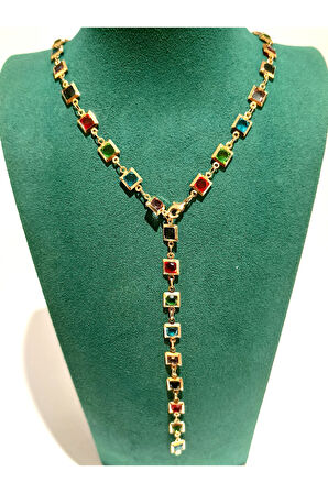 Monalisa Home  Lüks Figürlü Gösterişli Renkli Taşlı Y Kolye