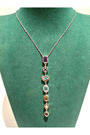Monalisa Home  Lüks Figürlü Gösterişli Renkli Taşlı Y Kolye