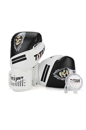 Titan Sport Siyah Beyaz Hayalet Kurukafa Desenli Boks Eldiveni 2'li Set