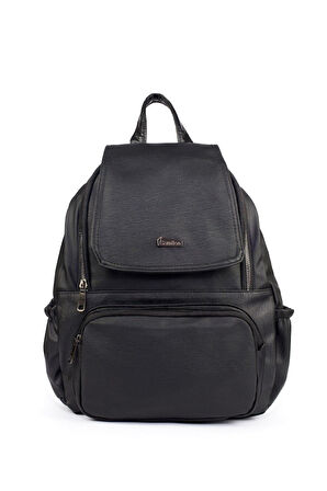 Monalisa Home Lüks Figürlü Bölmeli Siyah Sırt Çanta