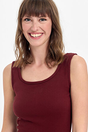 Kadın Mini Bodycon Kolsuz Bordo Elbise