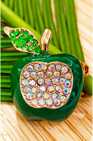 Monalisa Home Yeşil  Elma Figürlü Broş