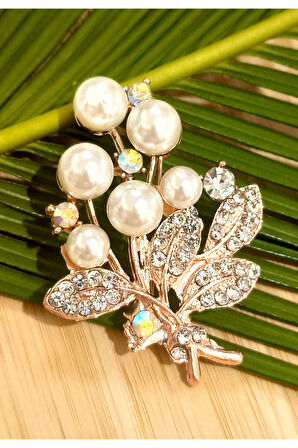 Monalisa Home  Taşlı  Çiçek Figürlü Broş