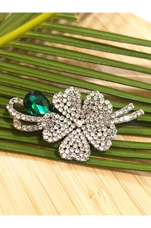 Monalisa Home Yeşil Taşlı  Figürlü Broş