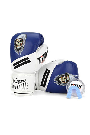 Titan Sport Mavi Beyaz Hayalet Kurukafa Desenli Boks Eldiveni 2'li Set