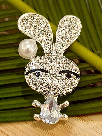Monalisa Home Taşlı  Tavşan Figürlü Broş