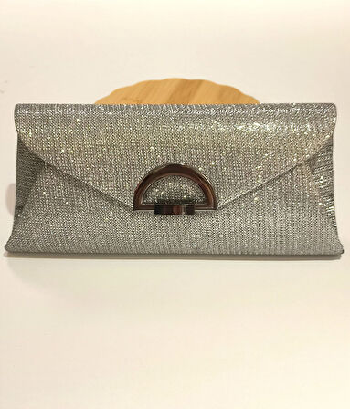 Monalisa Home Şık Abiye Gri Simli Çanta