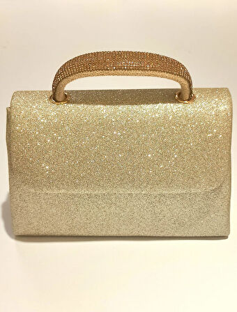 Monalisa Home Şık Abiye Sarı Yaldız Simli Çanta