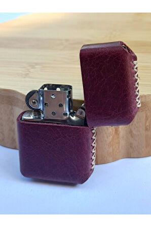 Monalisa Home Renkli Gerçek Deri Kılıflı Özel Tasarım Benzinli Çakmak