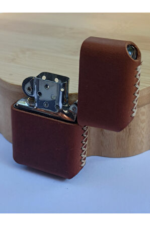 Monalisa Home Renkli Gerçek Deri Kılıflı Özel Tasarım Benzinli Çakmak