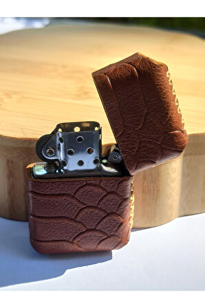 Monalisa Home Renkli Gerçek Deri Kılıflı Özel Tasarım Benzinli Çakmak