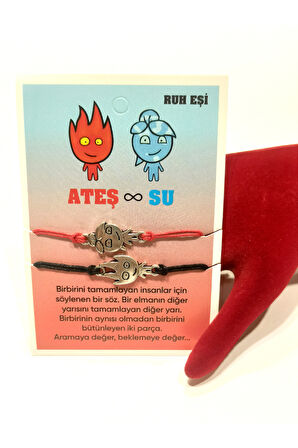 Monalisa Home Ateş Ve Su  Figürlü Renkli Arkadaş Temalı İp Bileklik